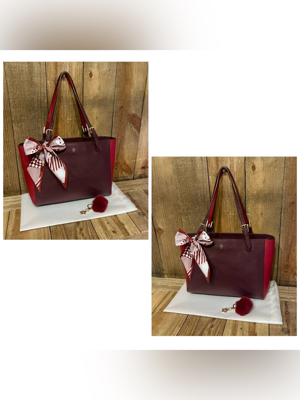 Tory Burch. York Leather Buckle Tote with Free Bag Scarf, Dust Bag & Bag Charm. - Picture 11 of 16